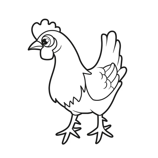 关于白色背景的彩色书的卡通母鸡概述 — 图库矢量图片
