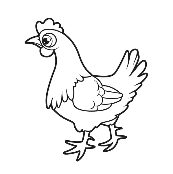 Cartoon Hen Going Forward Outlined Coloring Book White Background — Stock Vector