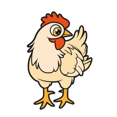 Beyaz arkaplandaki renklendirme sayfası için sevimli tavuk rengi varyasyonu 