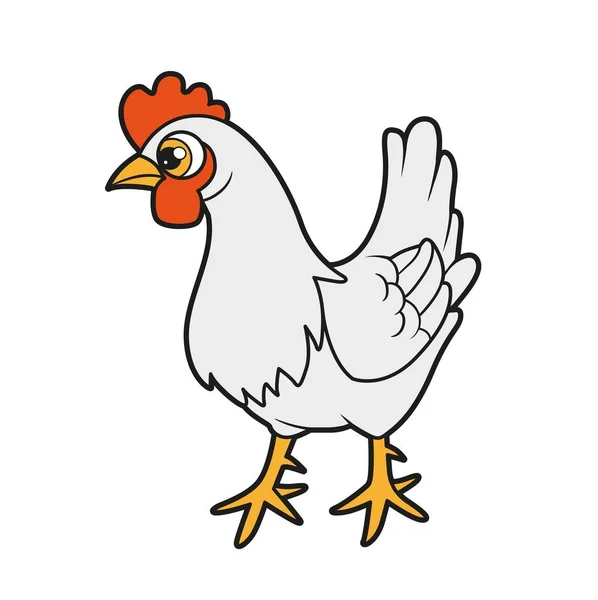 Cartoon Hen Outlined Coloring Book White Background — Stock Vector