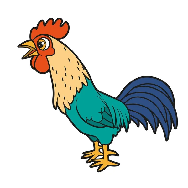 Lindo Gallo Dibujos Animados Cuervos Variación Color Para Colorear Libro — Archivo Imágenes Vectoriales