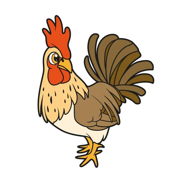 Cartoon Rooster Color Variation Coloring Book White Background — Stock Vector