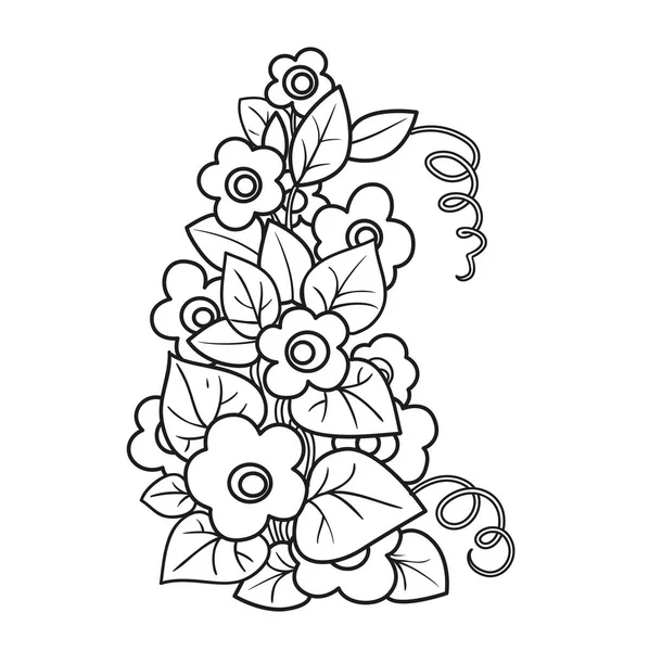 Bindweed Çiçekleri Boyama Kitabı Doğrusal Çizim Beyaz Arkaplanda Izole — Stok Vektör