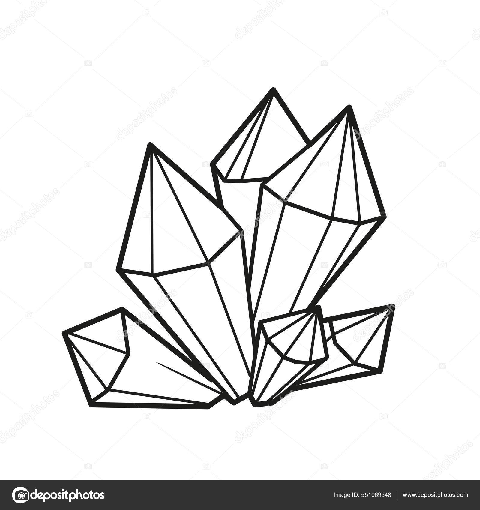 Linear Drawing Magic Big Small Crystals Quartz Coloring Page White Stock  Vector by ©yadviga 551069454