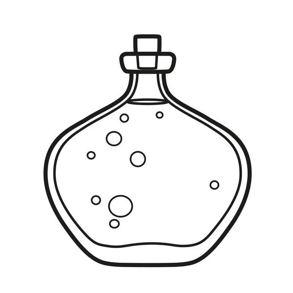 Alchemisch Ingrediënt Een Grote Fles Geschetst Voor Kleurplaten Witte Achtergrond — Stockvector