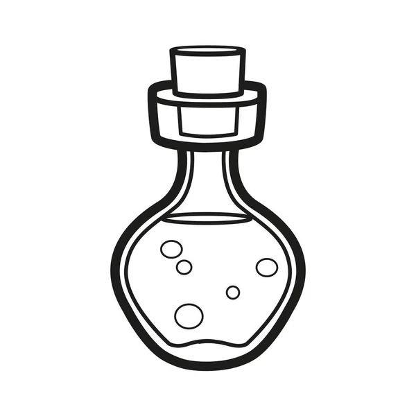 Small Glass Jar Magic Potion Outlined Coloring Page White Background — Stock Vector