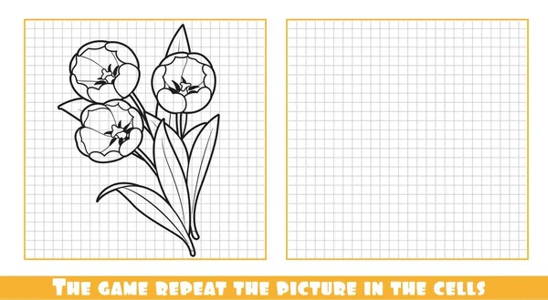 三个郁金香组成的花束在游戏中重复游戏中的画面 — 图库矢量图片