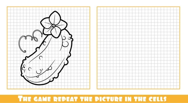 Ogórek Kwiat Liniowy Rysunek Gra Powtórzyć Obraz Komórkach — Wektor stockowy