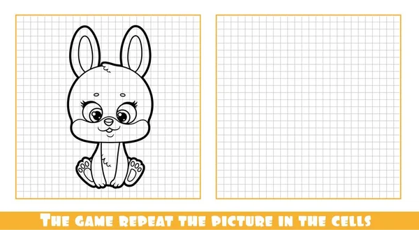 Cute Cartoon Baby Rabbit Game Repeat Picture Cells — Stock Vector