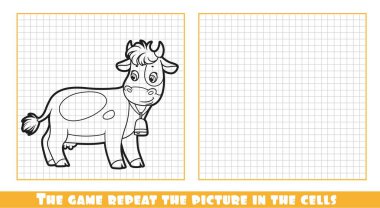 Şirin çizgi film ineği oyunun ana hatlarını çizmiş. Hücredeki resmi tekrar et.