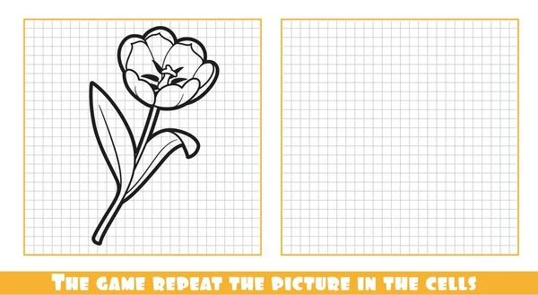 Tulip Λουλούδι Απεικόνιση Παιχνίδι Επαναλάβετε Την Εικόνα Στα Κύτταρα — Διανυσματικό Αρχείο