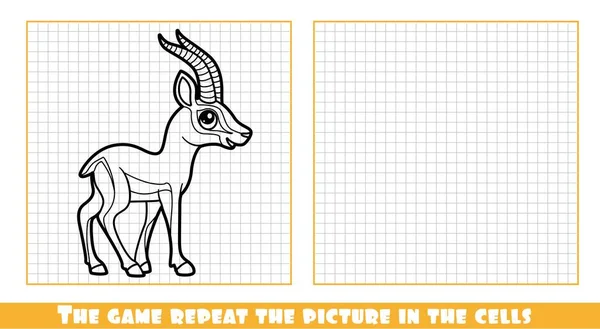 可爱的卡通羚羊勾勒出了游戏的轮廓 重复了牢房里的画面 — 图库矢量图片