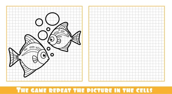 Leuke Cartoon Twee Zee Vissen Het Spel Herhaal Foto Cellen — Stockvector