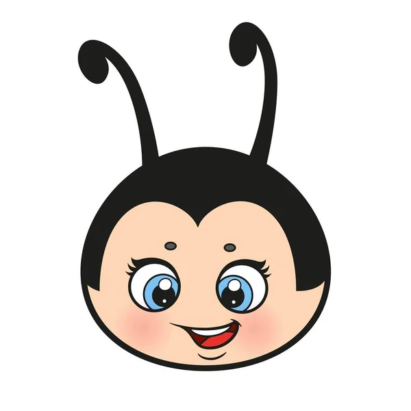 Mignon Dessin Animé Coccinelle Variation Couleur Tête Pour Colorier Page — Image vectorielle