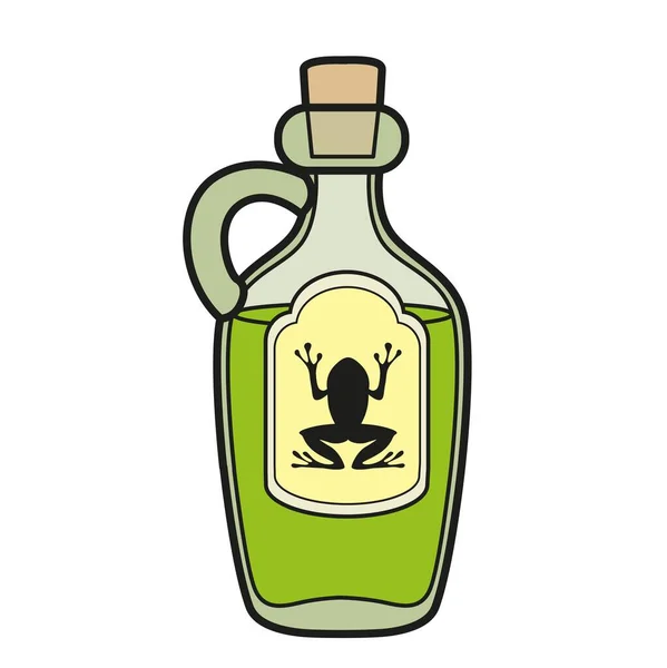 Alchemical Ingredient Bottle Handle Frog Label Color Variation Coloring Page — Stock Vector