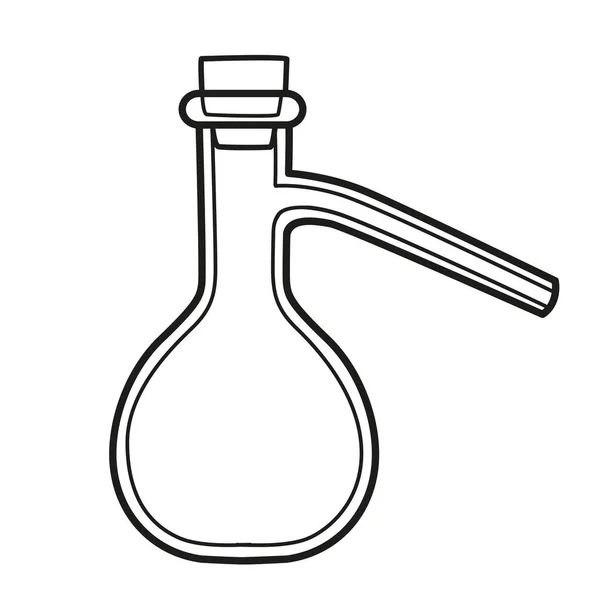 Wurtz Flask Side Arm Flask Outlined Coloring Page White Background — ストックベクタ