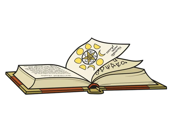 Big Opened Magic Book Color Variation Coloring Page White Background — Vettoriale Stock