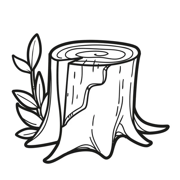 Little Stump Sprout Linear Drawing Coloring Isolated White Background — Stockový vektor