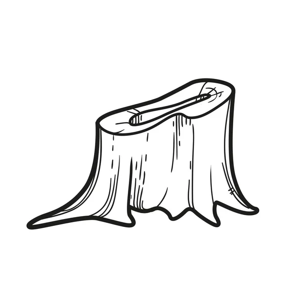 Small Stump Hollow Linear Drawing Coloring Isolated White Background — Vector de stock