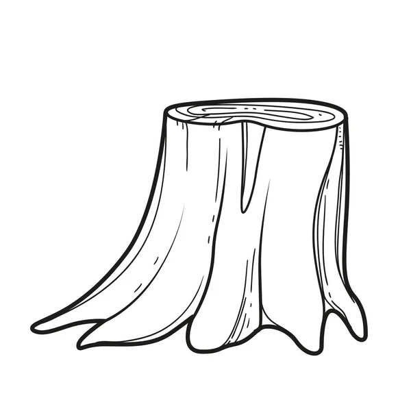 Simple Stump Linear Drawing Coloring Isolated White Background — Vetor de Stock