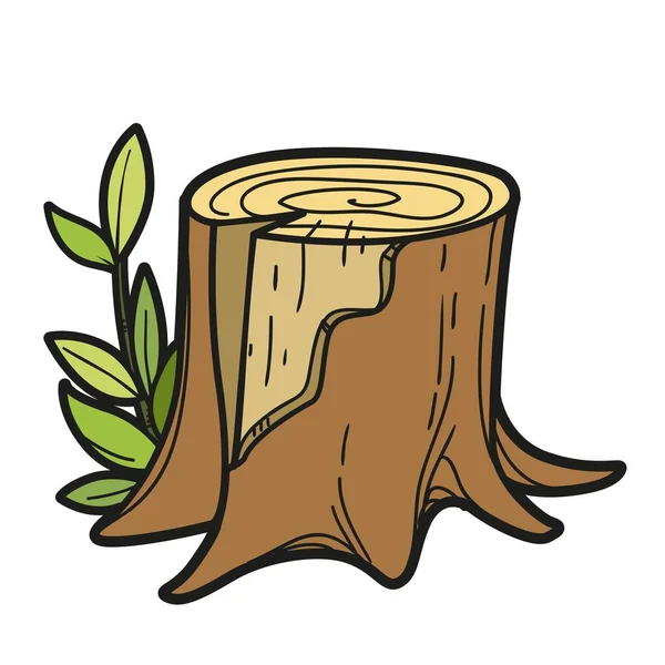 Little Stump Sprout Color Variation Coloring Page Isolated White Background — Stok Vektör