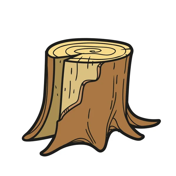 Little Simple Stump Color Variation Coloring Page Isolated White Background — Διανυσματικό Αρχείο