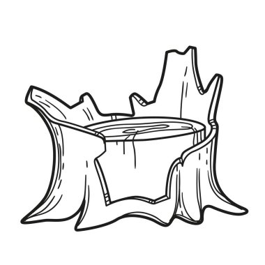 Beyaz arkaplanda izole edilmiş renklendirme için kabuk doğrusal çizim parçaları ile kütük