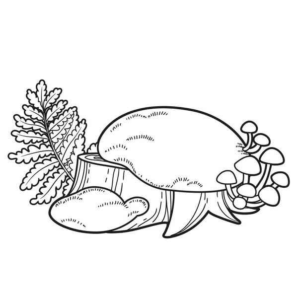 민달팽이로 뒤덮인 그루터기와 바탕에 색을칠 수있도록 커지는 그림으로 나무토막 — 스톡 벡터