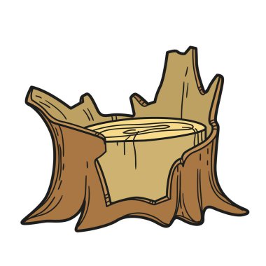 Beyaz arkaplanda izole edilmiş renklendirme sayfası için kabuk renk varyasyonu parçaları ile kütük