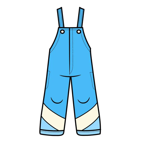 蓝色冬季保温裤 带男式色系 用于白色背景的着色 — 图库矢量图片