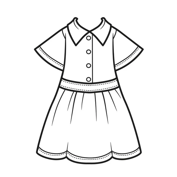 Denim Dress Shirt Outline Coloring White Background — Stock Vector