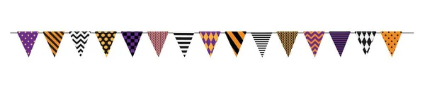 Different Color Pattern Halloween Decoration Flags Seamless Garland Isolated White — Stock vektor