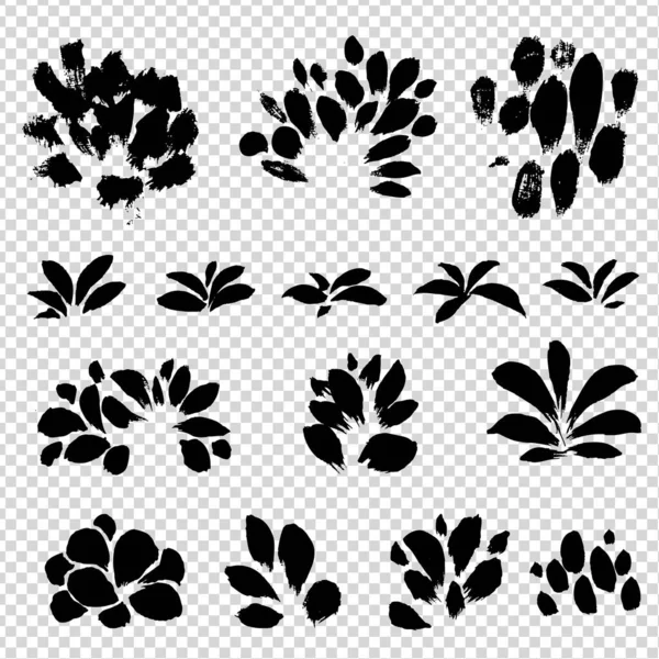 Black Abstract Texture Plant Elements Good Brush Strokes Imitation Transparent — Archivo Imágenes Vectoriales