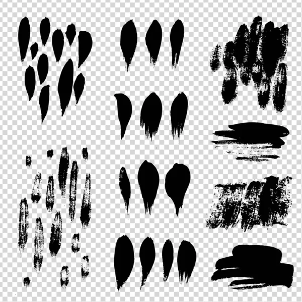 Black Abstract Texture Brush Strokes Imitation Transparent Background — Stok Vektör