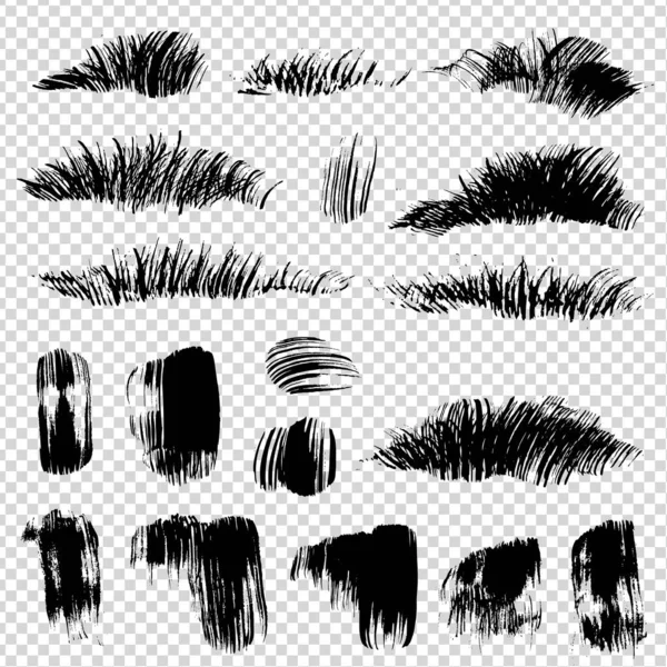 Black Abstract Different Shapes Grass Fur Textured Thick Brush Textured — Wektor stockowy