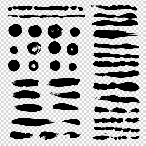 Black Abstract Texture Thin Brush Strokes Imitation Transparent Background — ストックベクタ