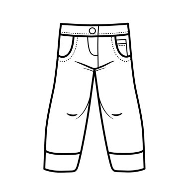 Denim jeans classic for boy outline for coloring on a white background