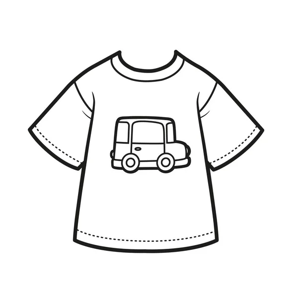 Shirt Drawing Cartoon Car Boy Outline Coloring White Background — 图库矢量图片
