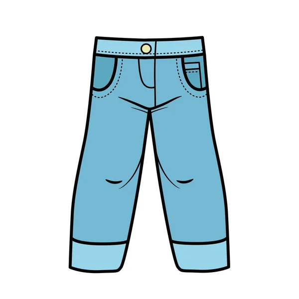 Denim Jeans Classic Boy Color Variation Coloring White Background — Vetor de Stock