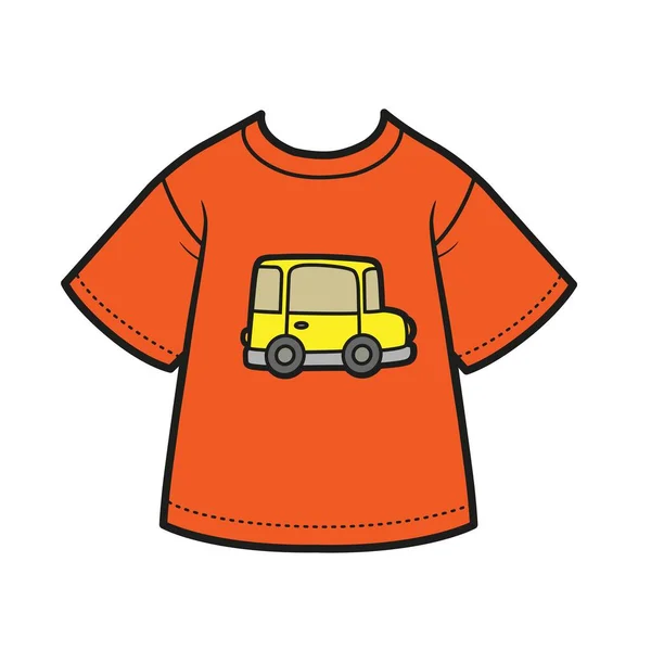 Shirt Drawing Cartoon Car Boy Color Variation Coloring White Background — 图库矢量图片