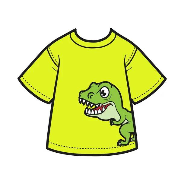 Light Greent Shirt Drawing Tyrannosaurus Boy Color Variation Coloring White — Διανυσματικό Αρχείο