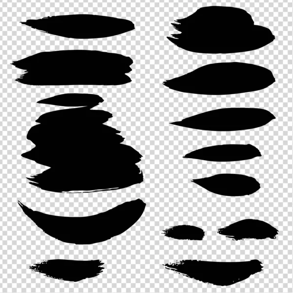 Black Abstract Textured Simple Brush Strokes Imitation Transparent Background —  Vetores de Stock