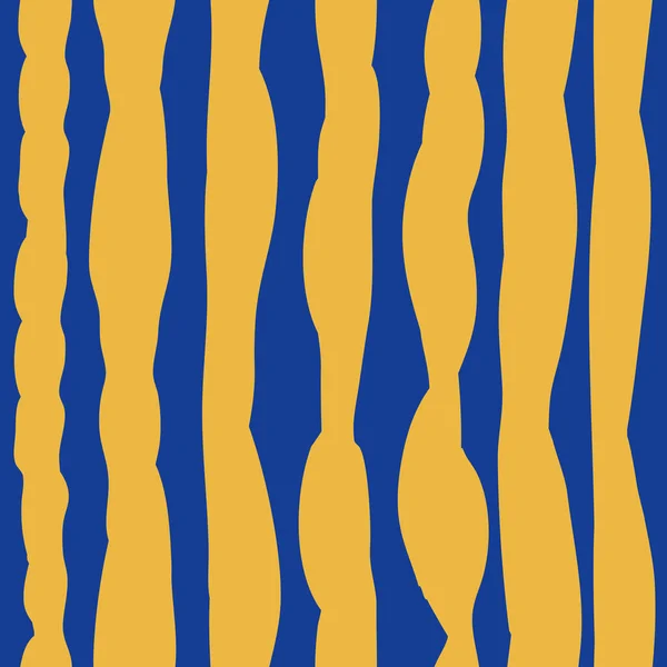 Seamless Pattern Yellow Abstract Textured Brush Long Vertical Strokes Blue — Stockvektor