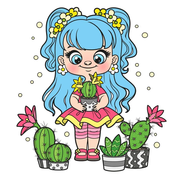 Menina Bonito Desenho Animado Com Boneca Brinquedos Delineados Para Colorir  vetor(es) de stock de ©yadviga 649446728