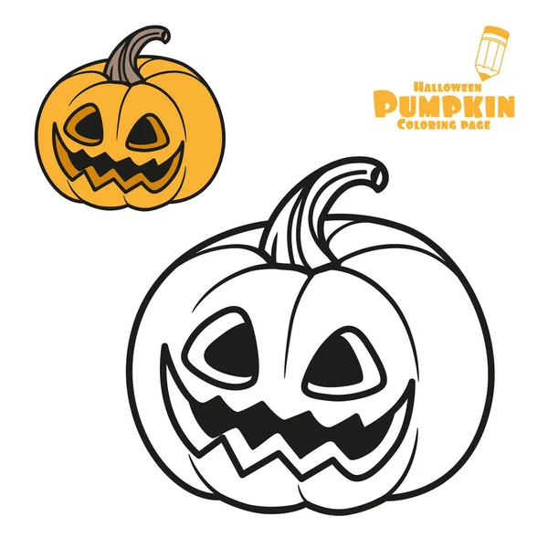 Cute Cartoon Lantern Pumpkin Color Outlined Coloring Page — Stock Vector