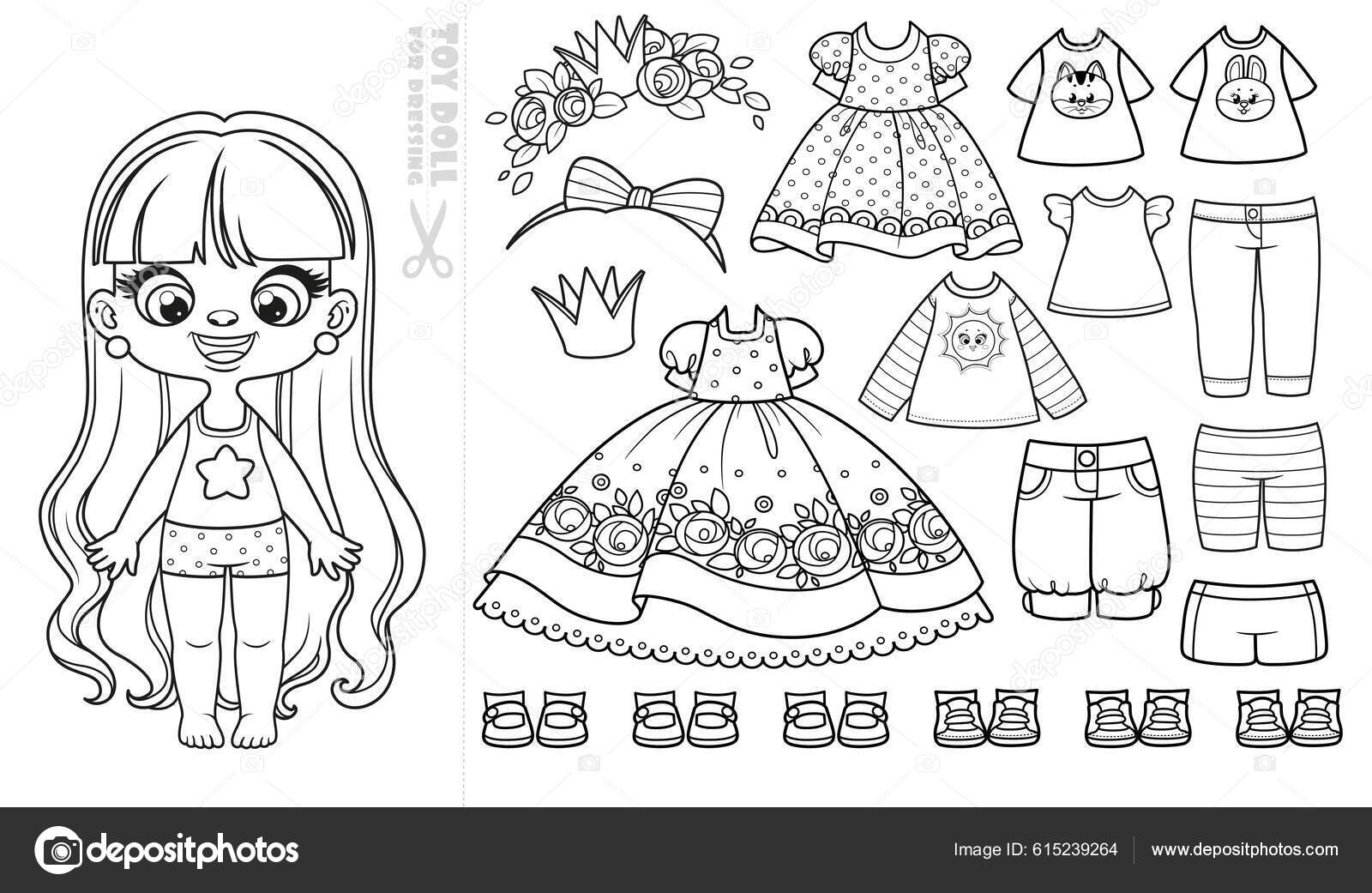 Bonita boneca kawaii manga desenho para colorir