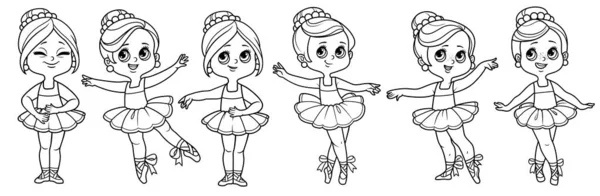 Hermosas Chicas Bailarina Dibujos Animados Tutú Exuberante Conjunto Sobre Fondo — Vector de stock