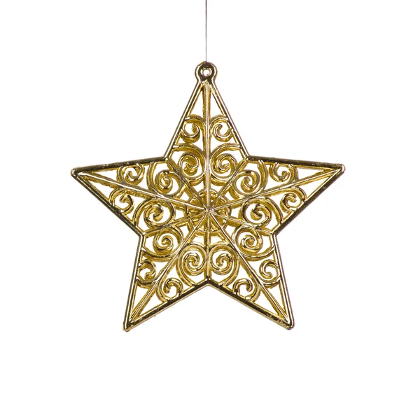 Decoração estrela de Natal dourado — Fotografia de Stock