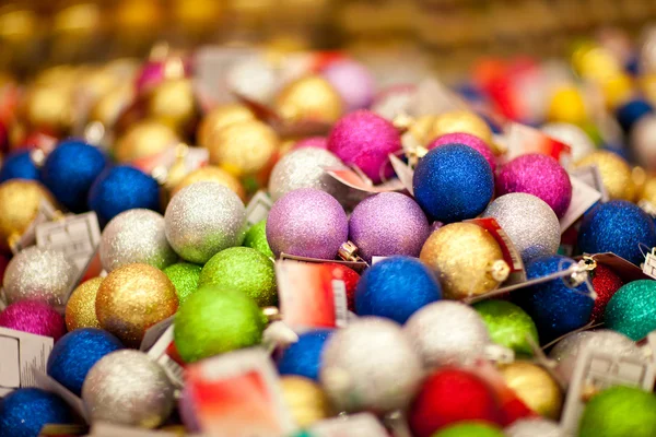 Sale of xmas baubles Royalty Free Stock Images