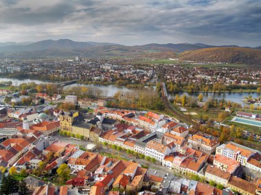 Slovakya trencin şehrin havadan görünümü